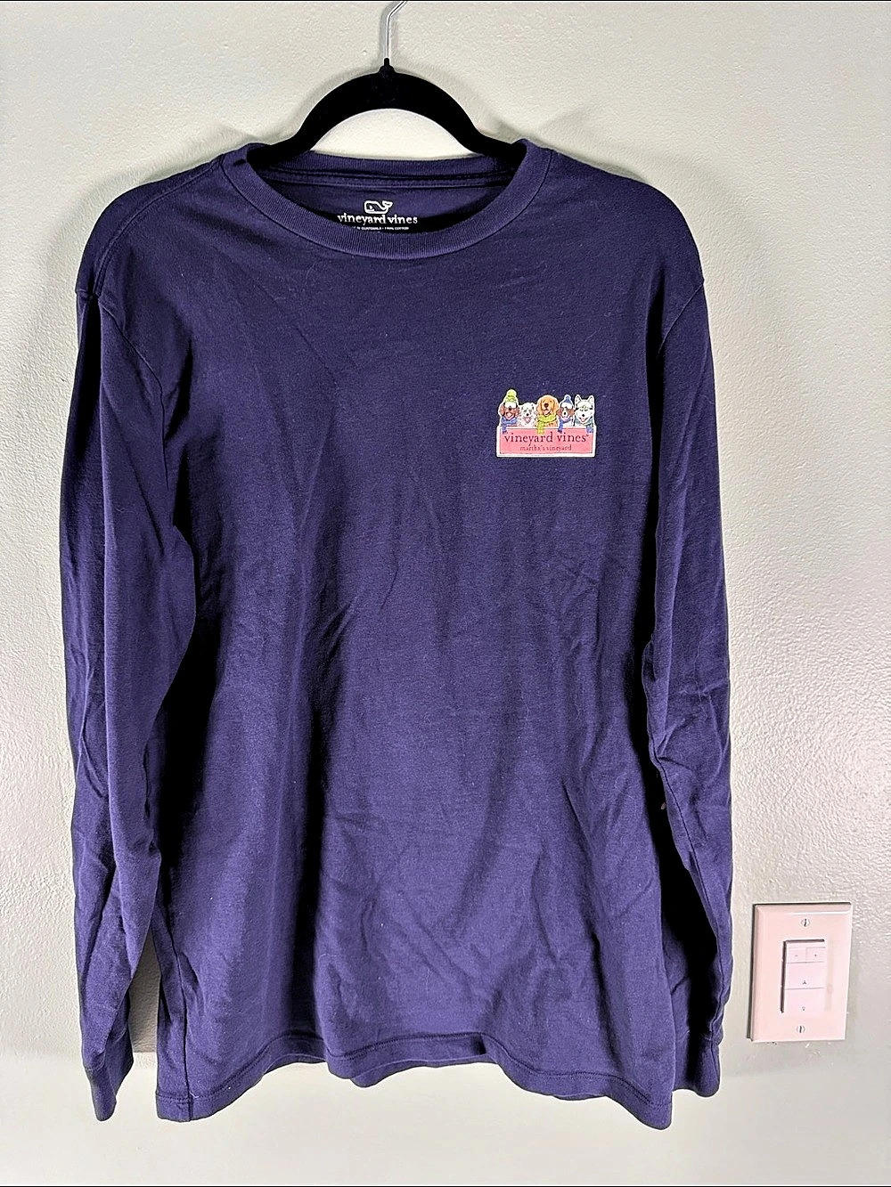 Vineyard Vines Sunset Ski Pups Long-Sleeve Pocket Tee Navy Medium